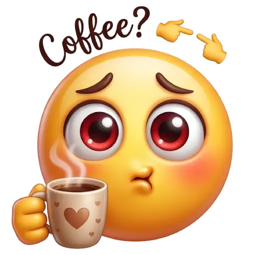 Cute smiley face, stickers, Whatssapp stickers, love, kiss me, valentine, date, coffee